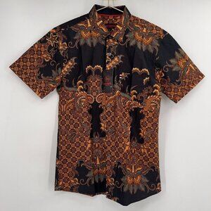 France Martine Batik Print Short Sleeve Shirt Men's Size L – 100% Cotton